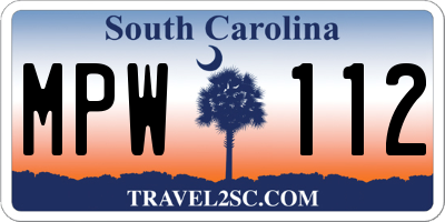 SC license plate MPW112