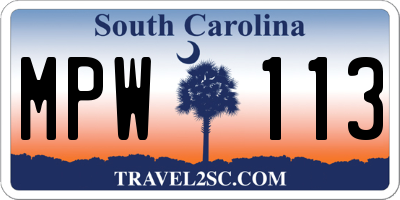 SC license plate MPW113