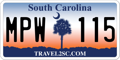 SC license plate MPW115