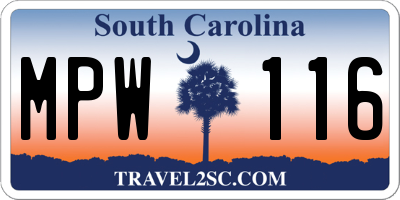 SC license plate MPW116