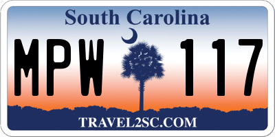 SC license plate MPW117