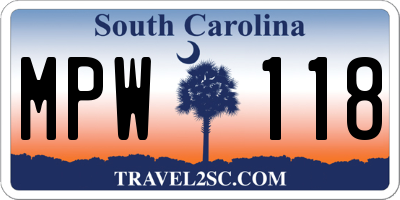 SC license plate MPW118