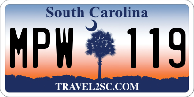 SC license plate MPW119