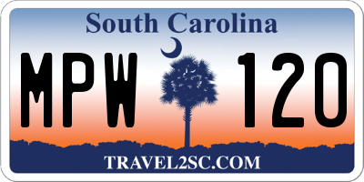 SC license plate MPW120