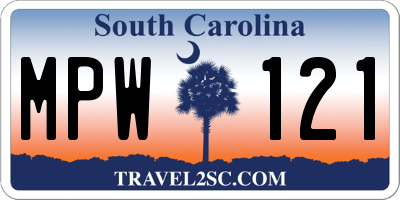SC license plate MPW121