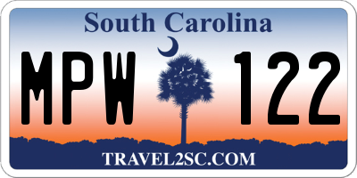 SC license plate MPW122