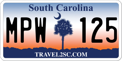 SC license plate MPW125