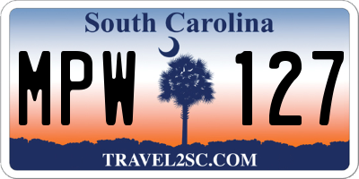 SC license plate MPW127