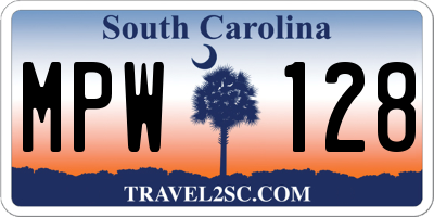 SC license plate MPW128