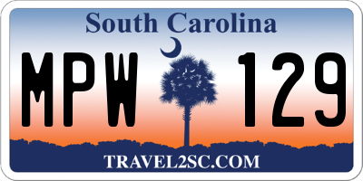 SC license plate MPW129