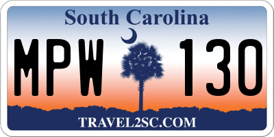 SC license plate MPW130