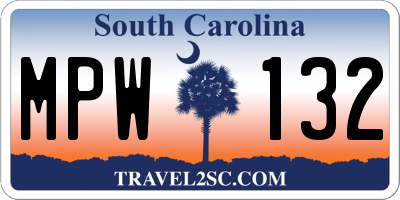 SC license plate MPW132