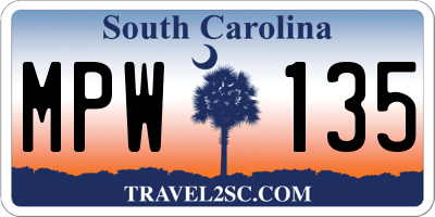 SC license plate MPW135
