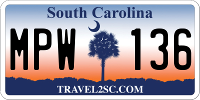 SC license plate MPW136