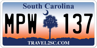 SC license plate MPW137
