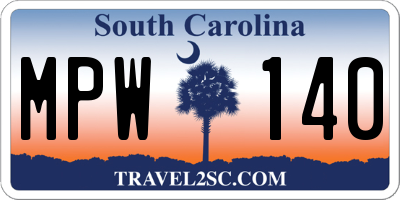 SC license plate MPW140
