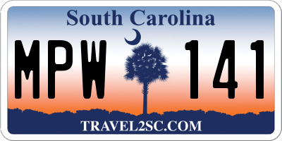 SC license plate MPW141