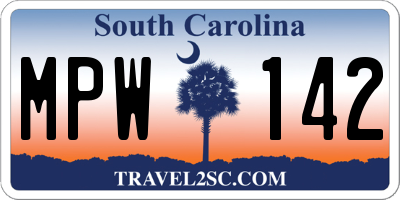 SC license plate MPW142