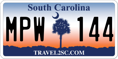 SC license plate MPW144
