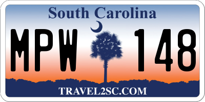 SC license plate MPW148