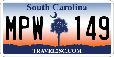 SC license plate MPW149