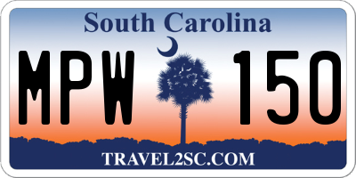 SC license plate MPW150