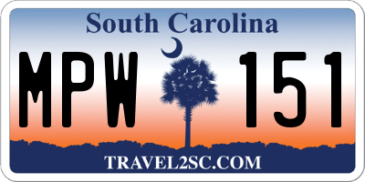 SC license plate MPW151