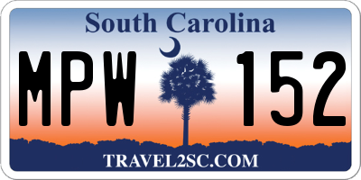 SC license plate MPW152
