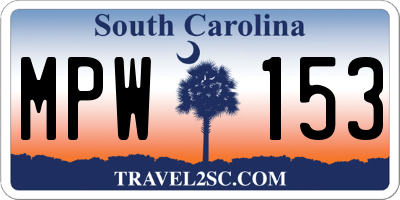 SC license plate MPW153