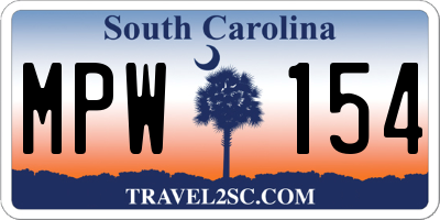 SC license plate MPW154