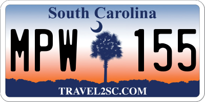 SC license plate MPW155