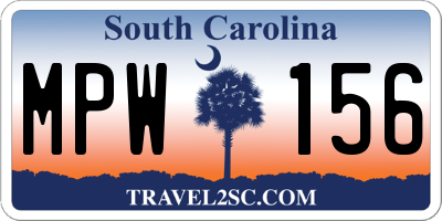 SC license plate MPW156