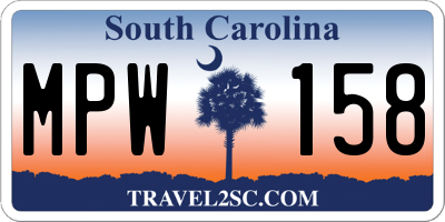 SC license plate MPW158