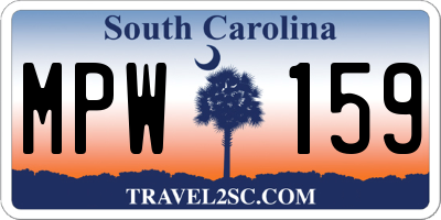 SC license plate MPW159