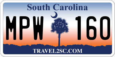 SC license plate MPW160
