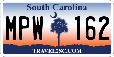 SC license plate MPW162