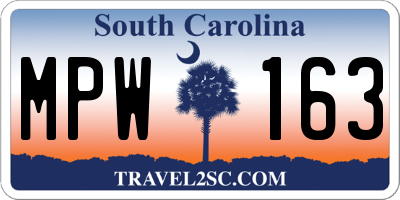 SC license plate MPW163