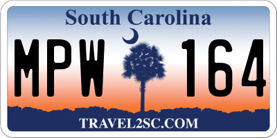 SC license plate MPW164