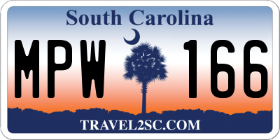 SC license plate MPW166