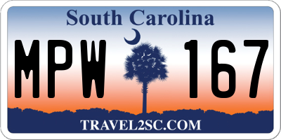 SC license plate MPW167