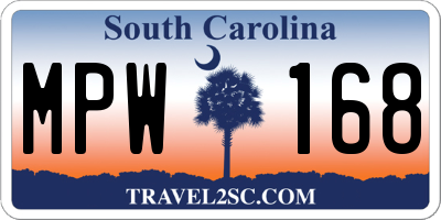 SC license plate MPW168