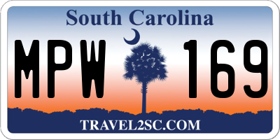 SC license plate MPW169