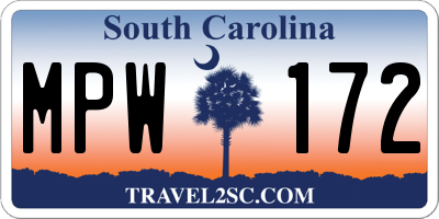 SC license plate MPW172