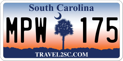 SC license plate MPW175