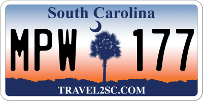 SC license plate MPW177