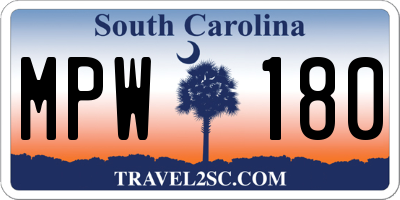 SC license plate MPW180
