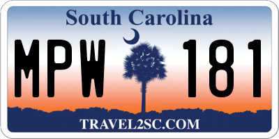SC license plate MPW181