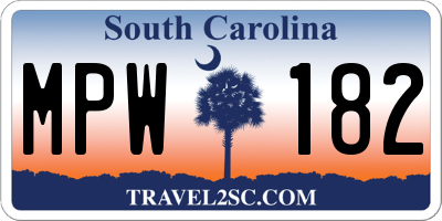 SC license plate MPW182