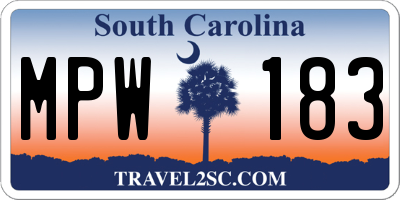 SC license plate MPW183