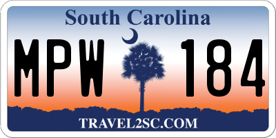 SC license plate MPW184
